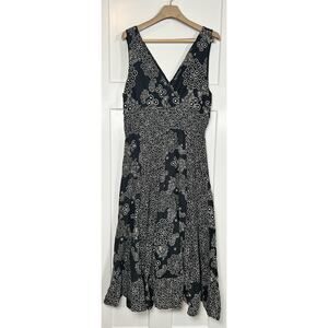 Jane Ashley Dress Black White Vneck 100% Cotton Size 1X‎